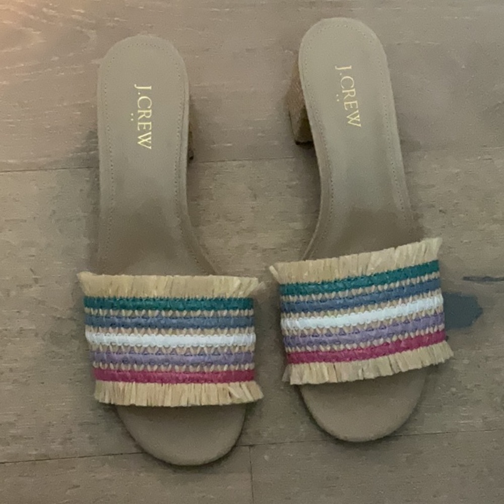 J. Crew Tan and Blue Sandals Casual Summer Style